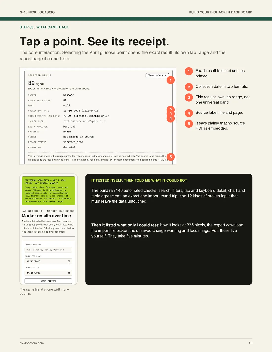 Page 10 of Build Your Biohacker Dashboard: Tap a point, see its receipt