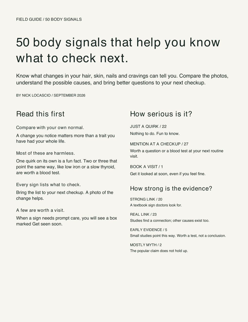 Cover of 50 Body Signals by Nick Locascio