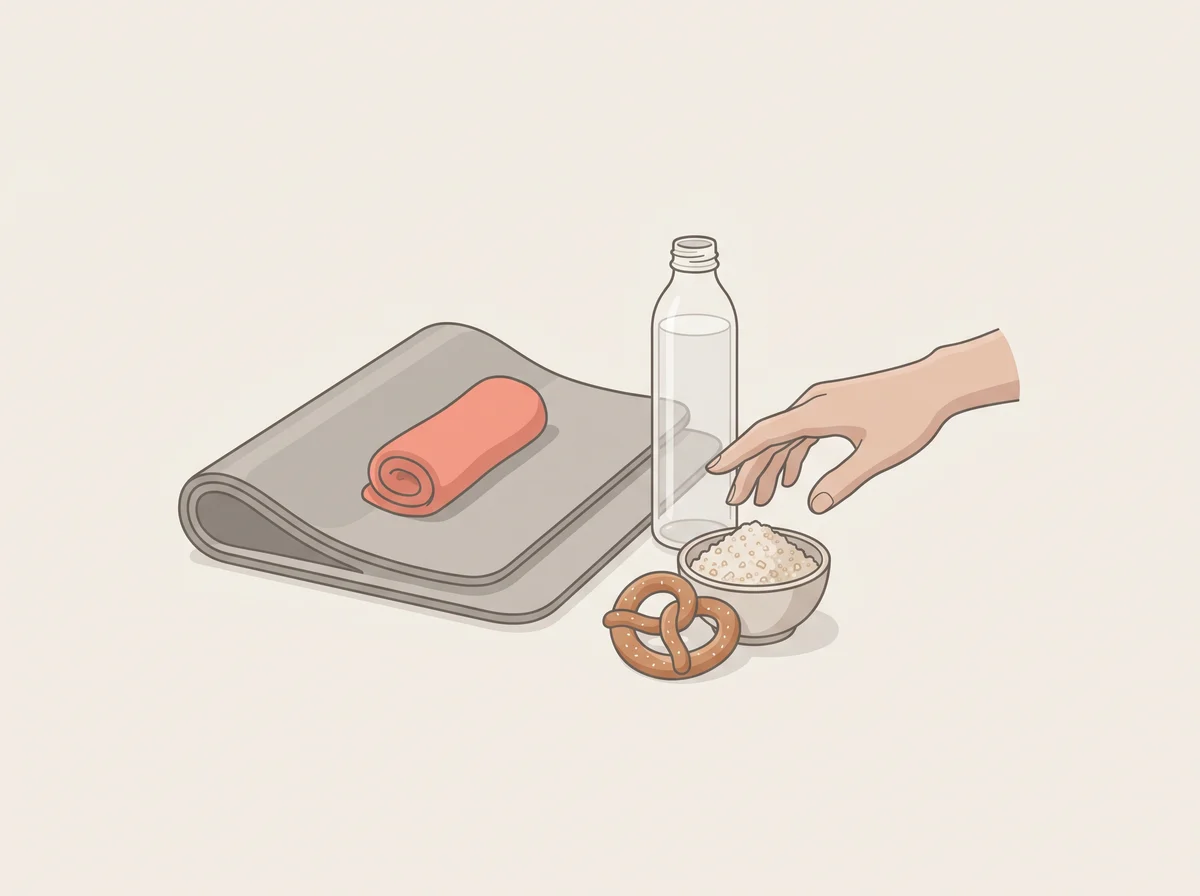 Illustration of strong salt cravings. You keep reaching for chips, pickles, or the salt shaker, or food tastes flat until it is very salty. Notice when it happens, such as after exercise, on a hot day, or before your period.